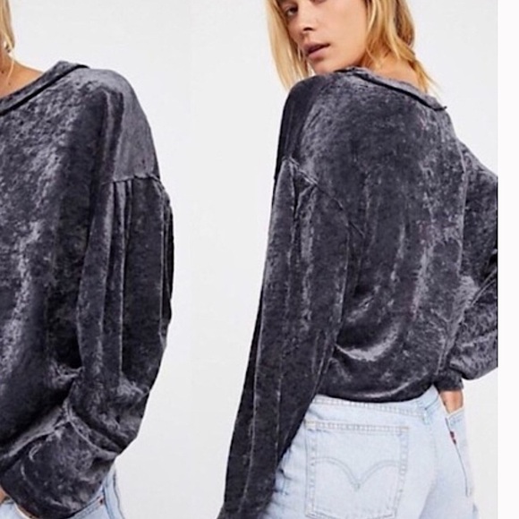 Free People Milan Crushed burned Velvet boho soft sweatshirt Burgundy size XS - Picture 7 of 10